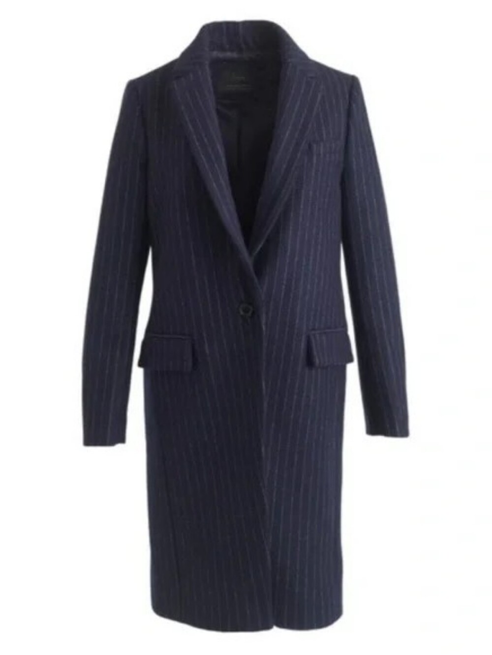 J.Crew Melton Wool Pinstripe Car Coat Navy Blue Women's Size 4 Manifattura di Ca